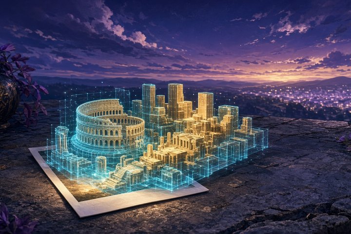 Building Rome: One Photo to a Metric 3D Scene Mesh