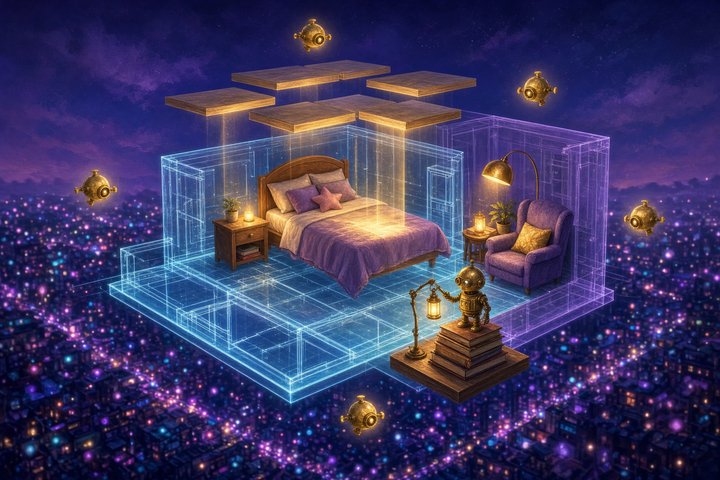 Scene-Designer: Open 8B Agent Builds 3D Rooms